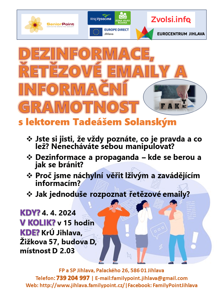 dezinformace, řetězové emaily, mediální gramotnost pro seniory